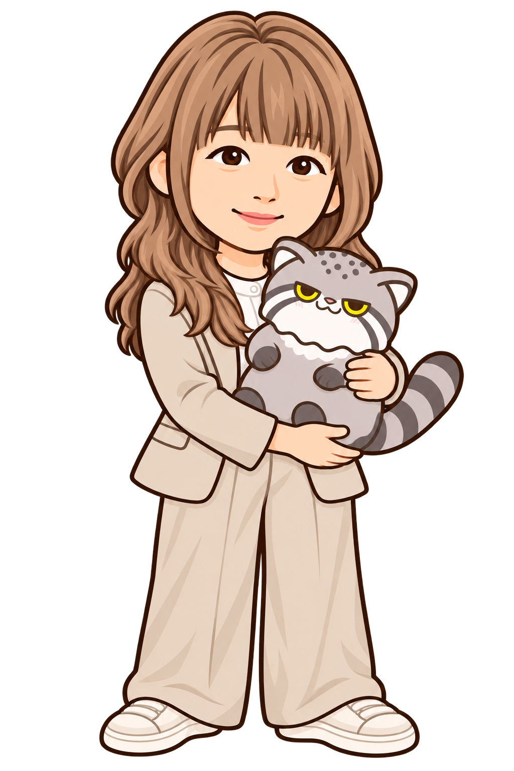 マヌルを抱っこする担当アドバイザーのイラスト